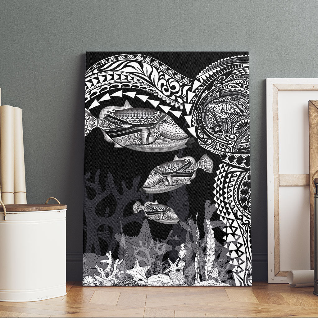 Hawaiian Reef Triggerfish Canvas Wall Art Polynesian Art with Tribal Humuhumunukunukuapua'a LT03 - Polynesian Pride
