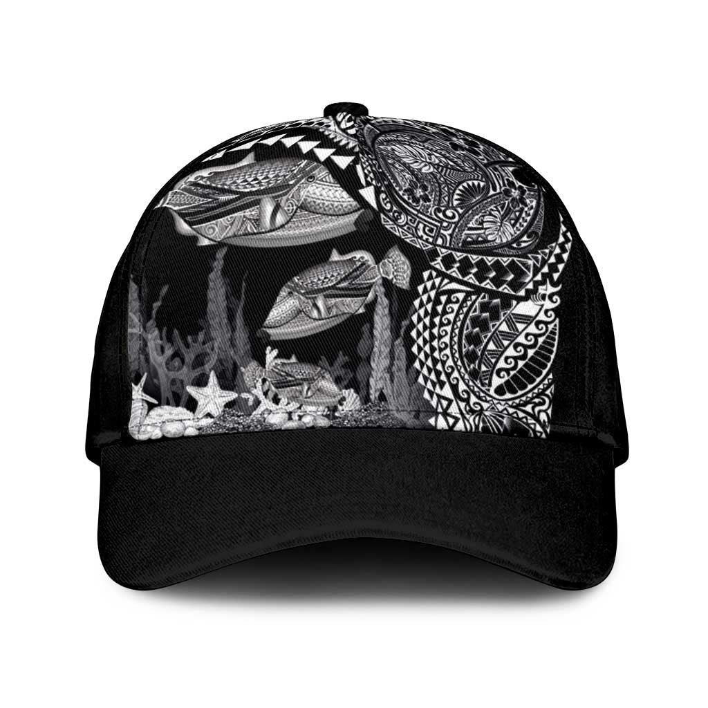 Hawaiian Reef Triggerfish Classic Cap Polynesian Art with Tribal Humuhumunukunukuapua'a LT03 Universal Fit Black - Polynesian Pride