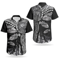 Hawaiian Reef Triggerfish Couples Matching Long Sleeve Bodycon Dress and Hawaiian Shirt Polynesian Art with Tribal Humuhumunukunukuapua'a LT03 - Polynesian Pride