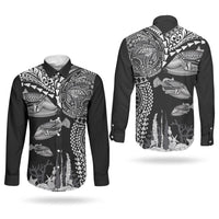 Hawaiian Reef Triggerfish Couples Matching Summer Maxi Dress and Long Sleeve Button Shirt Polynesian Art with Tribal Humuhumunukunukuapua'a LT03 - Polynesian Pride