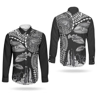 Hawaiian Reef Triggerfish Couples Matching Tank Maxi Dress and Long Sleeve Button Shirt Polynesian Art with Tribal Humuhumunukunukuapua'a LT03 - Polynesian Pride