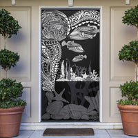 Hawaiian Reef Triggerfish Door Cover Polynesian Art with Tribal Humuhumunukunukuapua'a LT03 Black - Polynesian Pride