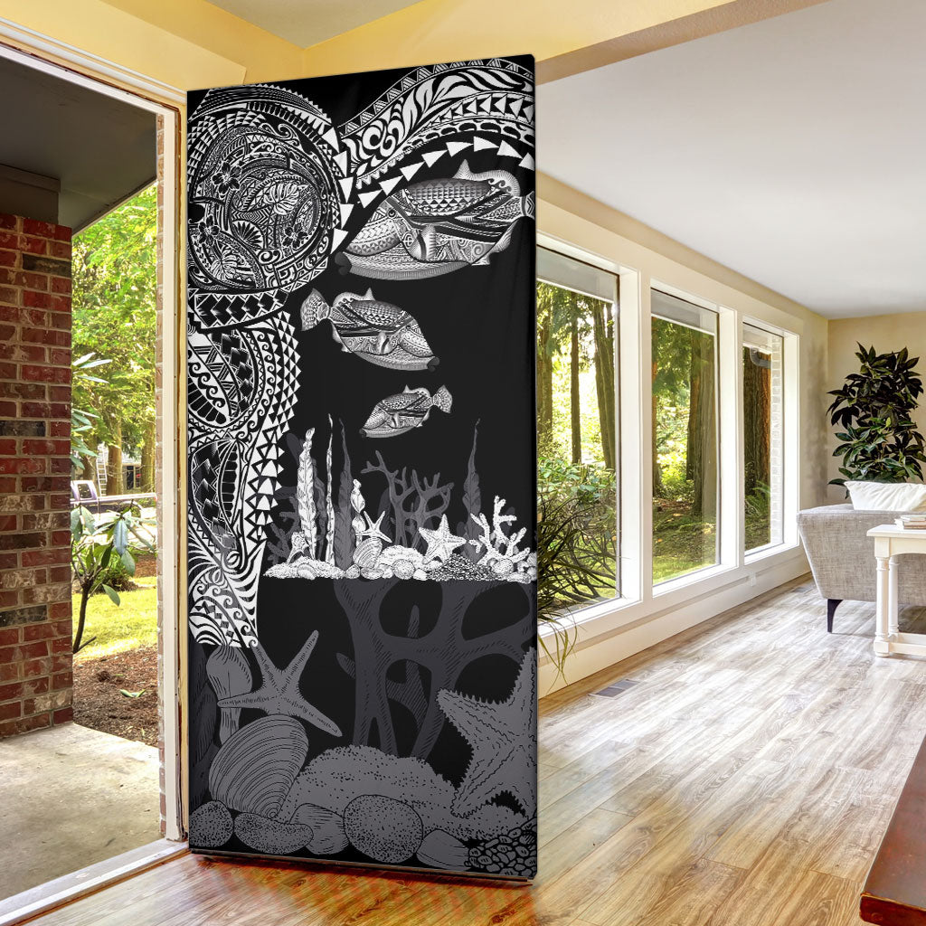 Hawaiian Reef Triggerfish Door Cover Polynesian Art with Tribal Humuhumunukunukuapua'a LT03 - Polynesian Pride
