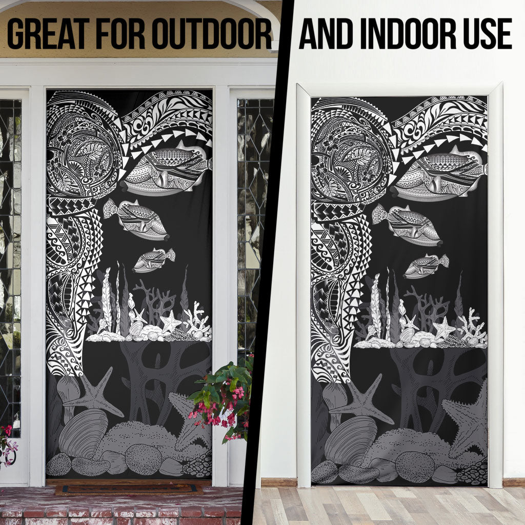 Hawaiian Reef Triggerfish Door Cover Polynesian Art with Tribal Humuhumunukunukuapua'a LT03 - Polynesian Pride