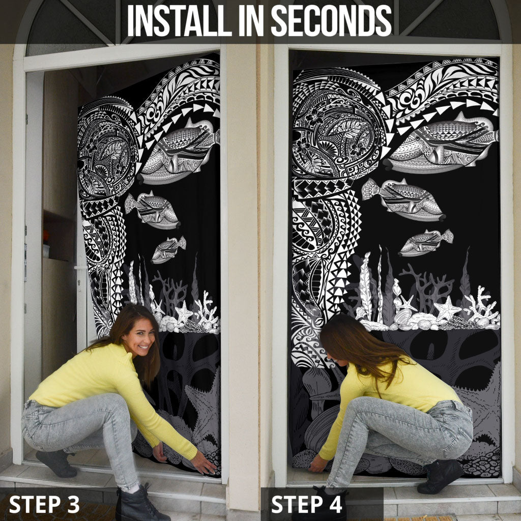 Hawaiian Reef Triggerfish Door Cover Polynesian Art with Tribal Humuhumunukunukuapua'a LT03 - Polynesian Pride
