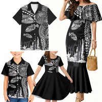 Hawaiian Reef Triggerfish Family Matching Mermaid Dress and Hawaiian Shirt Polynesian Art with Tribal Humuhumunukunukuapua'a LT03 - Polynesian Pride