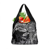 Hawaiian Reef Triggerfish Grocery Bag Polynesian Art with Tribal Humuhumunukunukuapua'a LT03 1-pack One Size Black - Polynesian Pride