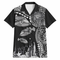 Hawaiian Reef Triggerfish Hawaiian Shirt Polynesian Art with Tribal Humuhumunukunukuapua'a LT03 Black - Polynesian Pride