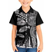 Hawaiian Reef Triggerfish Kid Hawaiian Shirt Polynesian Art with Tribal Humuhumunukunukuapua'a LT03 Kid Black - Polynesian Pride