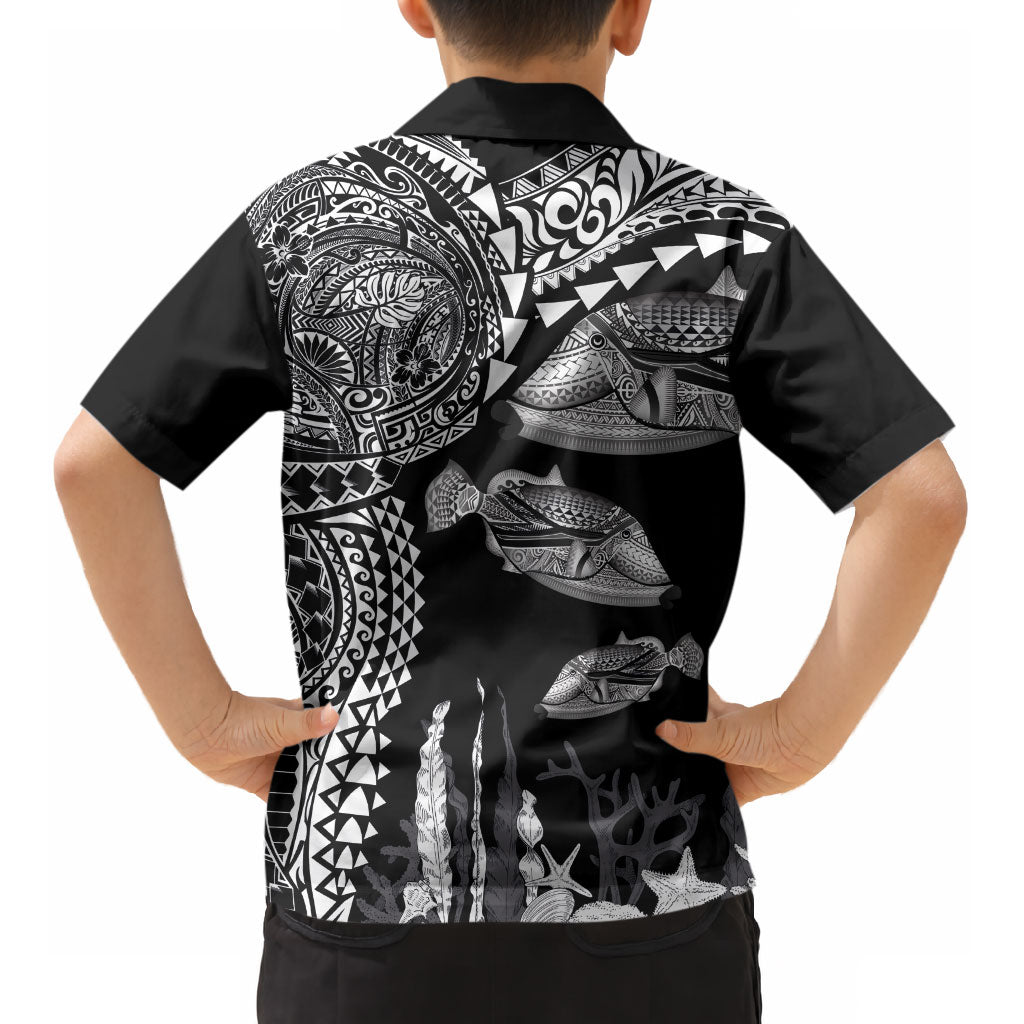 Hawaiian Reef Triggerfish Kid Hawaiian Shirt Polynesian Art with Tribal Humuhumunukunukuapua'a LT03 - Polynesian Pride