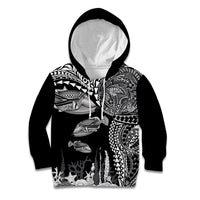 Hawaiian Reef Triggerfish Kid Hoodie Polynesian Art with Tribal Humuhumunukunukuapua'a LT03 Hoodie Black - Polynesian Pride