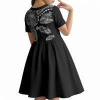 Hawaiian Reef Triggerfish Kid Short Sleeve Dress Polynesian Art with Tribal Humuhumunukunukuapua'a LT03 - Polynesian Pride