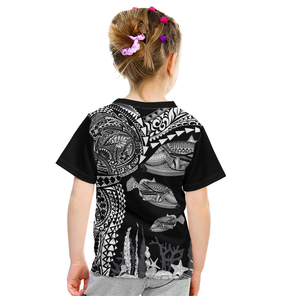 Hawaiian Reef Triggerfish Kid T Shirt Polynesian Art with Tribal Humuhumunukunukuapua'a LT03 - Polynesian Pride