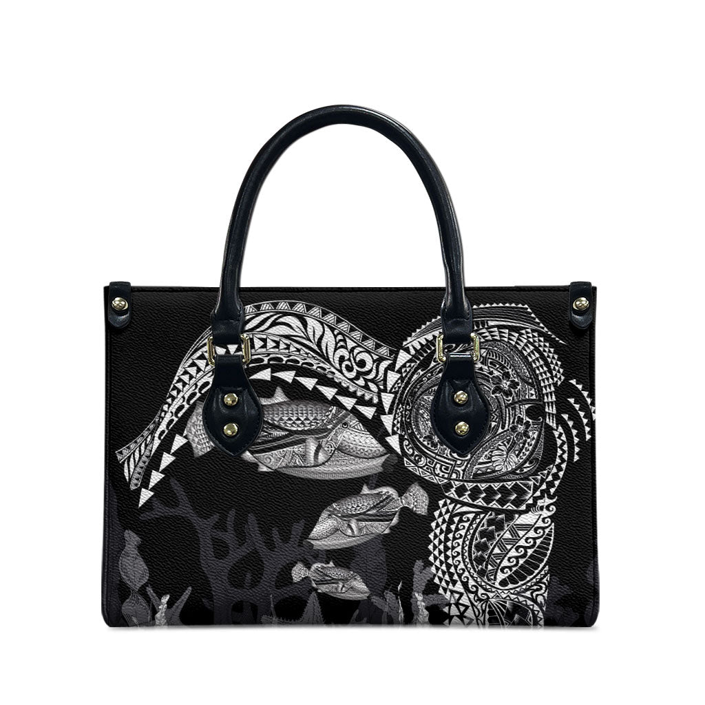 Hawaiian Reef Triggerfish Leather Bag Polynesian Art with Tribal Humuhumunukunukuapua'a LT03 - Polynesian Pride