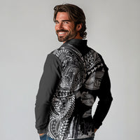 Hawaiian Reef Triggerfish Long Sleeve Polo Shirt Polynesian Art with Tribal Humuhumunukunukuapua'a LT03 - Polynesian Pride
