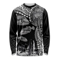 Hawaiian Reef Triggerfish Long Sleeve Shirt Polynesian Art with Tribal Humuhumunukunukuapua'a LT03 Unisex Black - Polynesian Pride