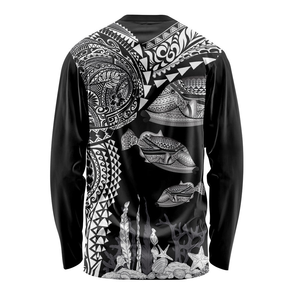 Hawaiian Reef Triggerfish Long Sleeve Shirt Polynesian Art with Tribal Humuhumunukunukuapua'a LT03 - Polynesian Pride