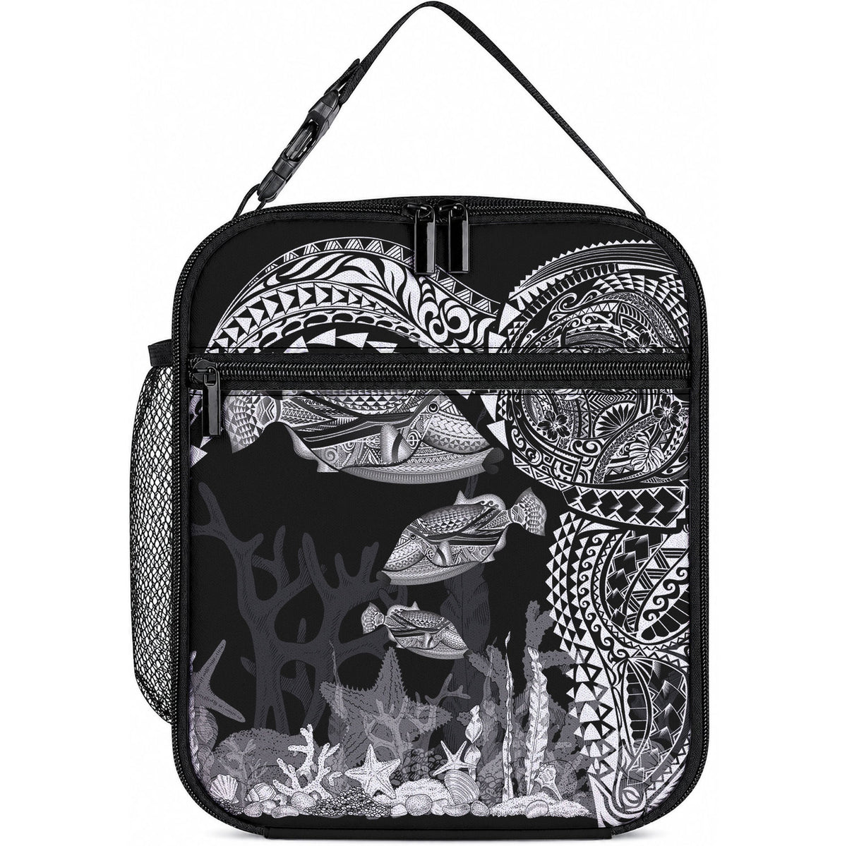 Hawaiian Reef Triggerfish Lunch Bag Polynesian Art with Tribal Humuhumunukunukuapua'a