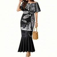 Hawaiian Reef Triggerfish Mermaid Dress Polynesian Art with Tribal Humuhumunukunukuapua'a LT03 Women Black - Polynesian Pride
