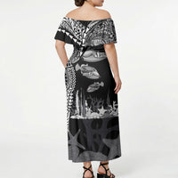 Hawaiian Reef Triggerfish Off Shoulder Maxi Dress Polynesian Art with Tribal Humuhumunukunukuapua'a LT03 - Polynesian Pride