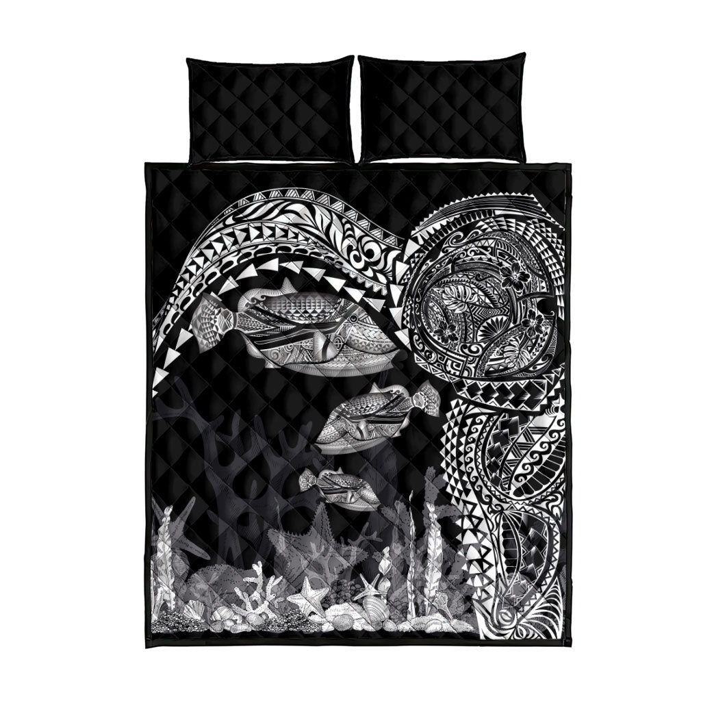 Hawaiian Reef Triggerfish Quilt Bed Set Polynesian Art with Tribal Humuhumunukunukuapua'a LT03 - Polynesian Pride