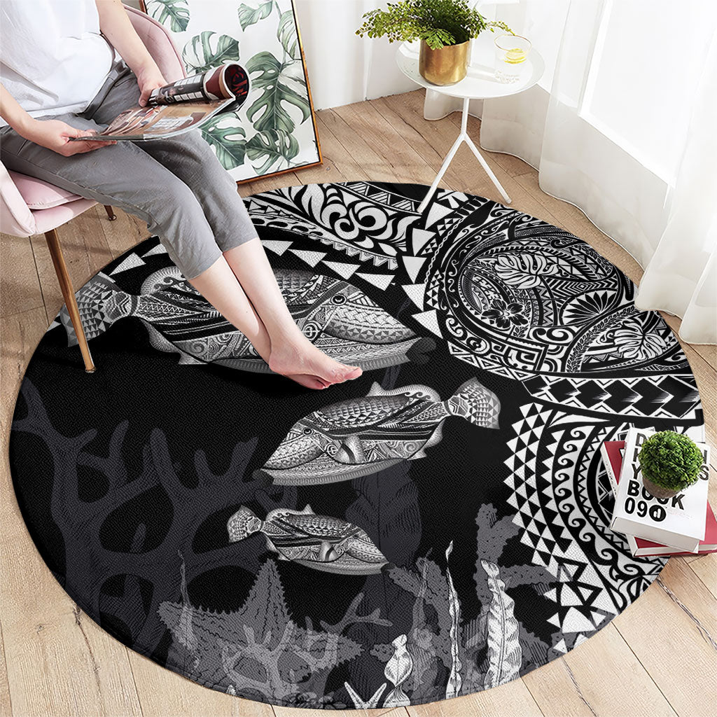 Hawaiian Reef Triggerfish Round Carpet Polynesian Art with Tribal Humuhumunukunukuapua'a LT03 - Polynesian Pride
