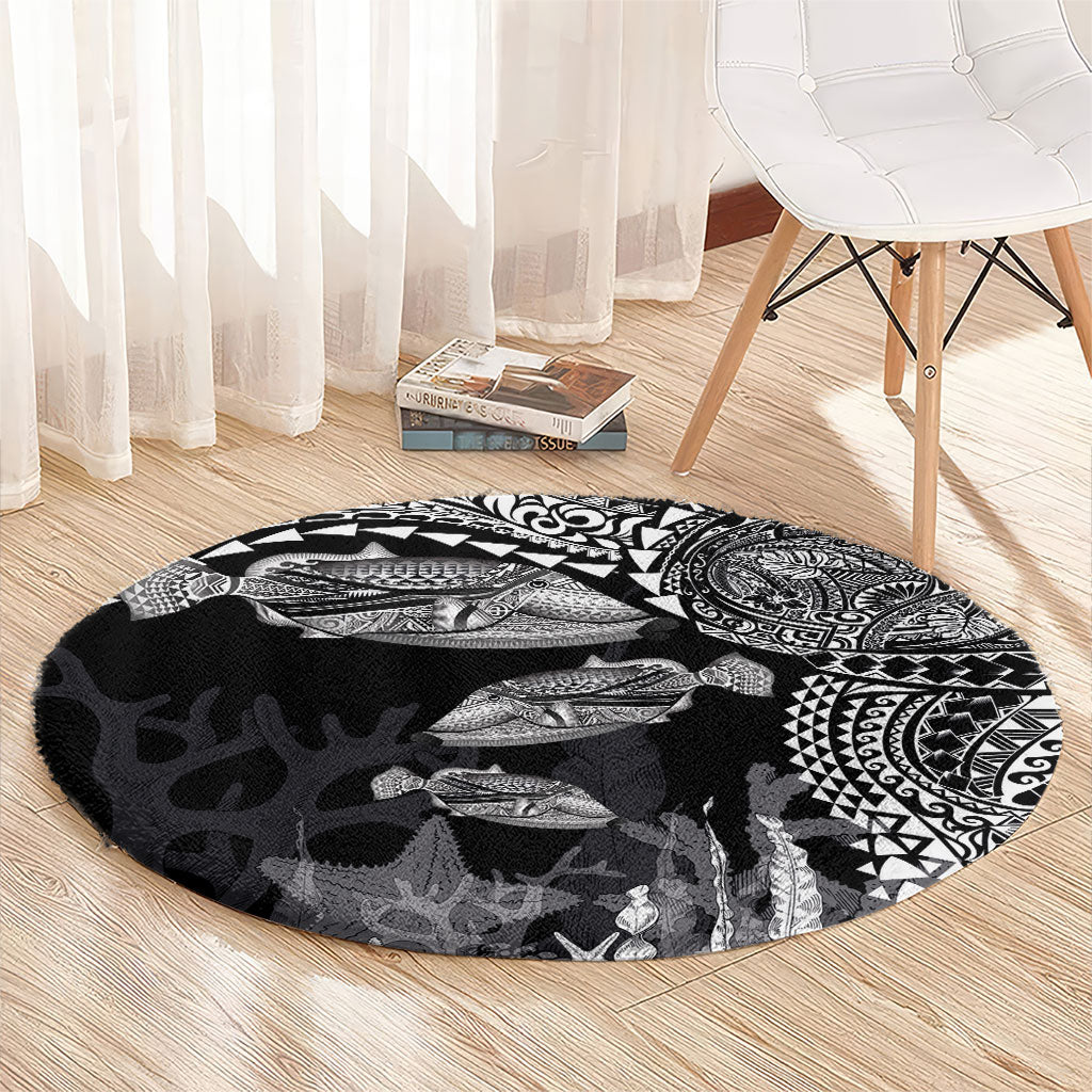 Hawaiian Reef Triggerfish Round Carpet Polynesian Art with Tribal Humuhumunukunukuapua'a LT03 - Polynesian Pride