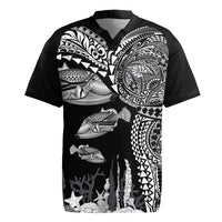Hawaiian Reef Triggerfish Rugby Jersey Polynesian Art with Tribal Humuhumunukunukuapua'a LT03 Black - Polynesian Pride