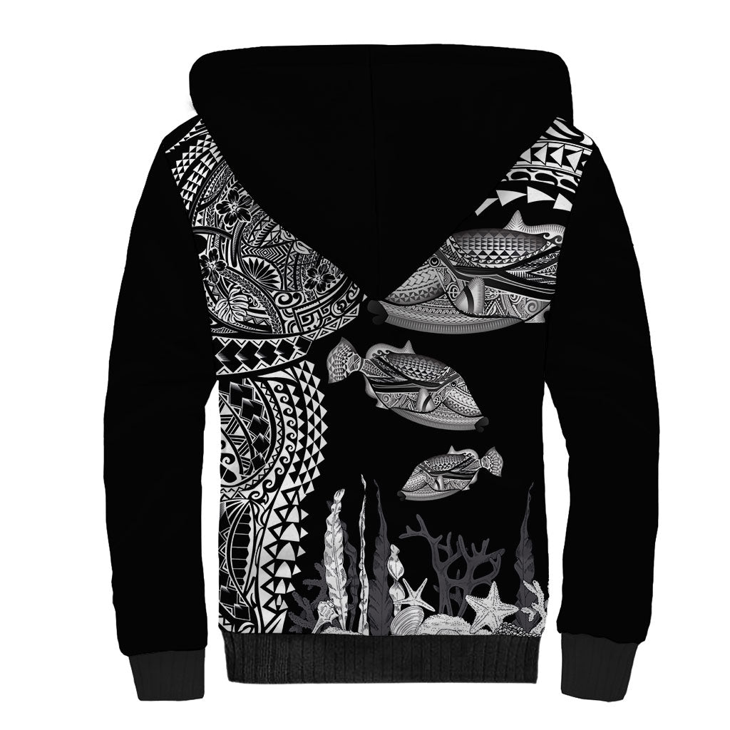 Hawaiian Reef Triggerfish Sherpa Hoodie Polynesian Art with Tribal Humuhumunukunukuapua'a LT03 - Polynesian Pride