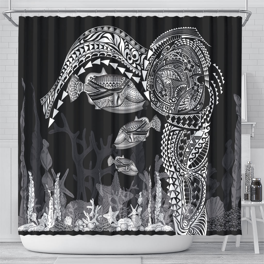 Hawaiian Reef Triggerfish Shower Curtain Polynesian Art with Tribal Humuhumunukunukuapua'a LT03 - Polynesian Pride