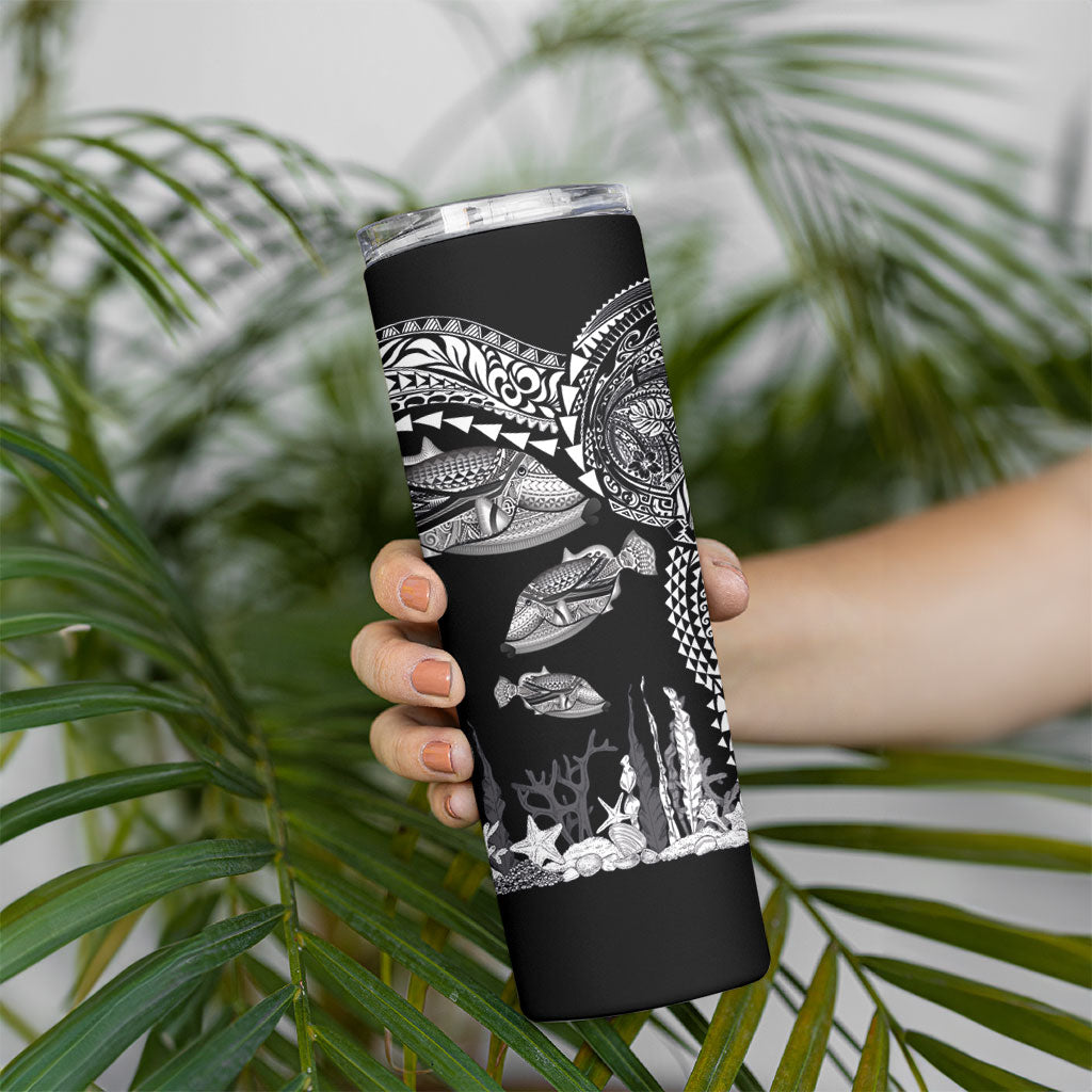 Hawaiian Reef Triggerfish Skinny Tumbler Polynesian Art with Tribal Humuhumunukunukuapua'a LT03 - Polynesian Pride