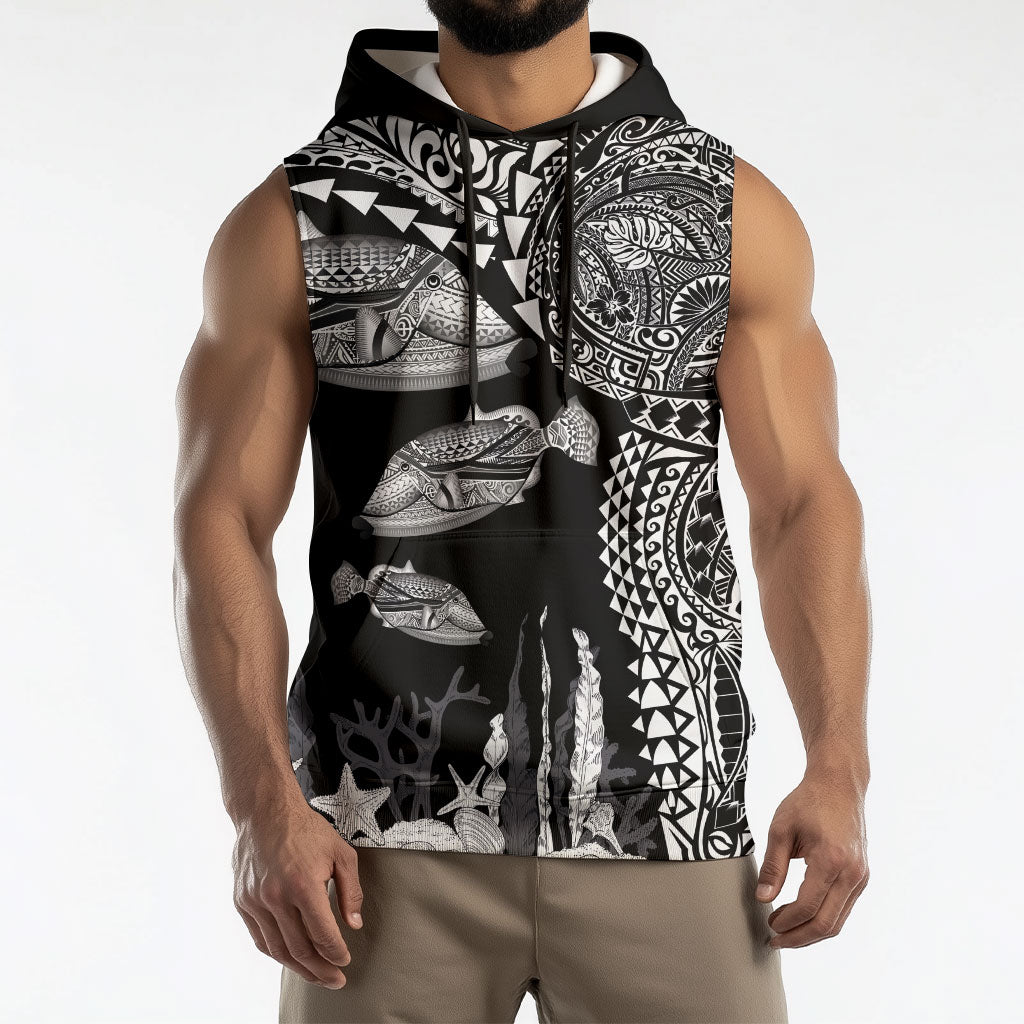 Hawaiian Reef Triggerfish Sleeveless Hoodie Polynesian Art with Tribal Humuhumunukunukuapua'a LT03 - Polynesian Pride