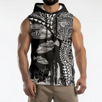 Hawaiian Reef Triggerfish Sleeveless Hoodie Polynesian Art with Tribal Humuhumunukunukuapua'a LT03 - Polynesian Pride