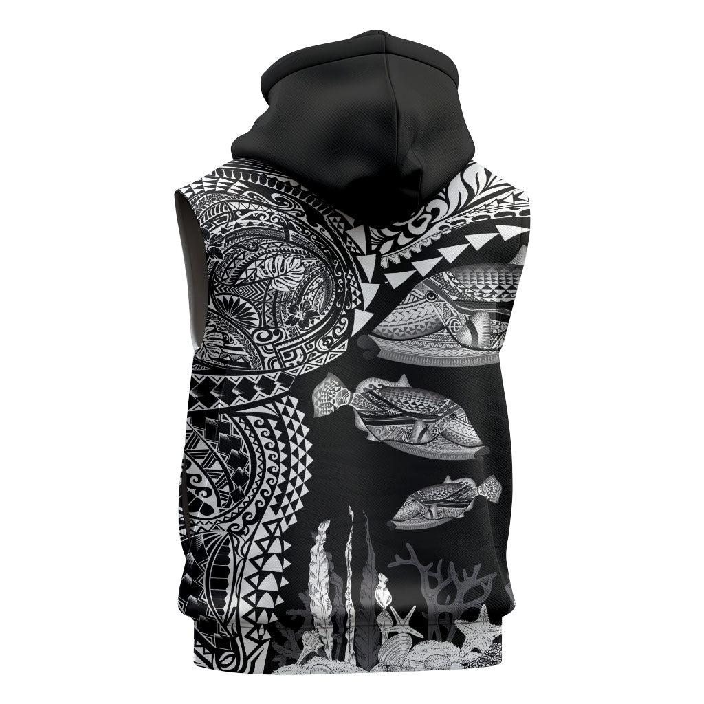 Hawaiian Reef Triggerfish Sleeveless Zip Hoodie Polynesian Art with Tribal Humuhumunukunukuapua'a LT03 - Polynesian Pride