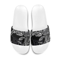 Hawaiian Reef Triggerfish Slide Sandals Polynesian Art with Tribal Humuhumunukunukuapua'a LT03 Black - Polynesian Pride