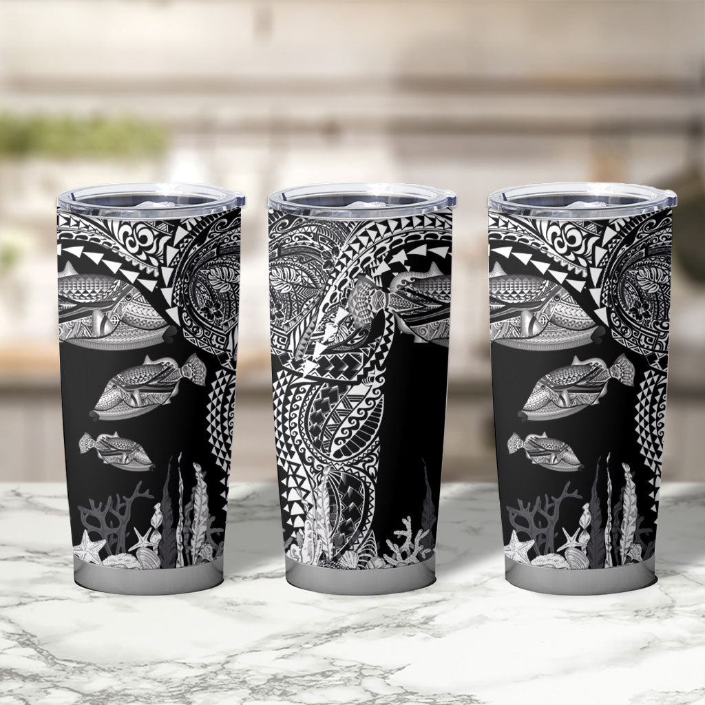 Hawaiian Reef Triggerfish Tumbler Cup Polynesian Art with Tribal Humuhumunukunukuapua'a LT03 - Polynesian Pride