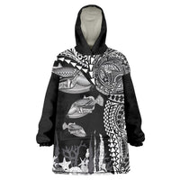 Hawaiian Reef Triggerfish Wearable Blanket Hoodie Polynesian Art with Tribal Humuhumunukunukuapua'a LT03 One Size Black - Polynesian Pride