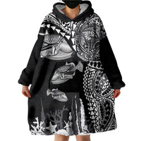 Hawaiian Reef Triggerfish Wearable Blanket Hoodie Polynesian Art with Tribal Humuhumunukunukuapua'a LT03 - Polynesian Pride