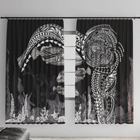 Hawaiian Reef Triggerfish Window Curtain Polynesian Art with Tribal Humuhumunukunukuapua'a LT03 With Hooks Black - Polynesian Pride