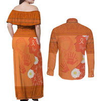 International Day for the Elimination of Violence Against Women Couples Matching Off Shoulder Maxi Dress and Long Sleeve Button Shirt Polynesian Pattern