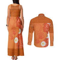 International Day for the Elimination of Violence Against Women Couples Matching Tank Maxi Dress and Long Sleeve Button Shirt Polynesian Pattern