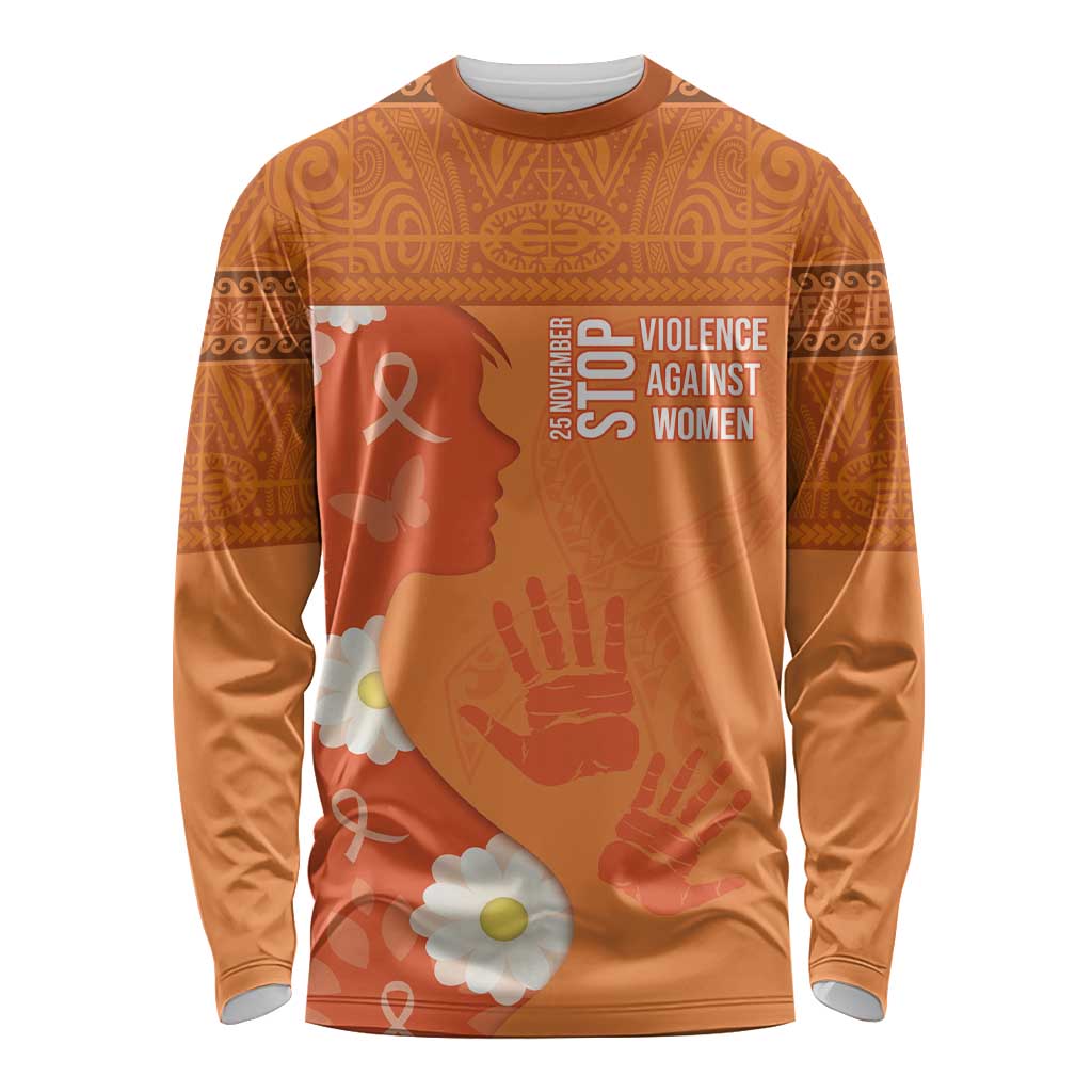 International Day for the Elimination of Violence Against Women Long Sleeve Shirt Polynesian Pattern LT03 Unisex Orange - Polynesian Pride