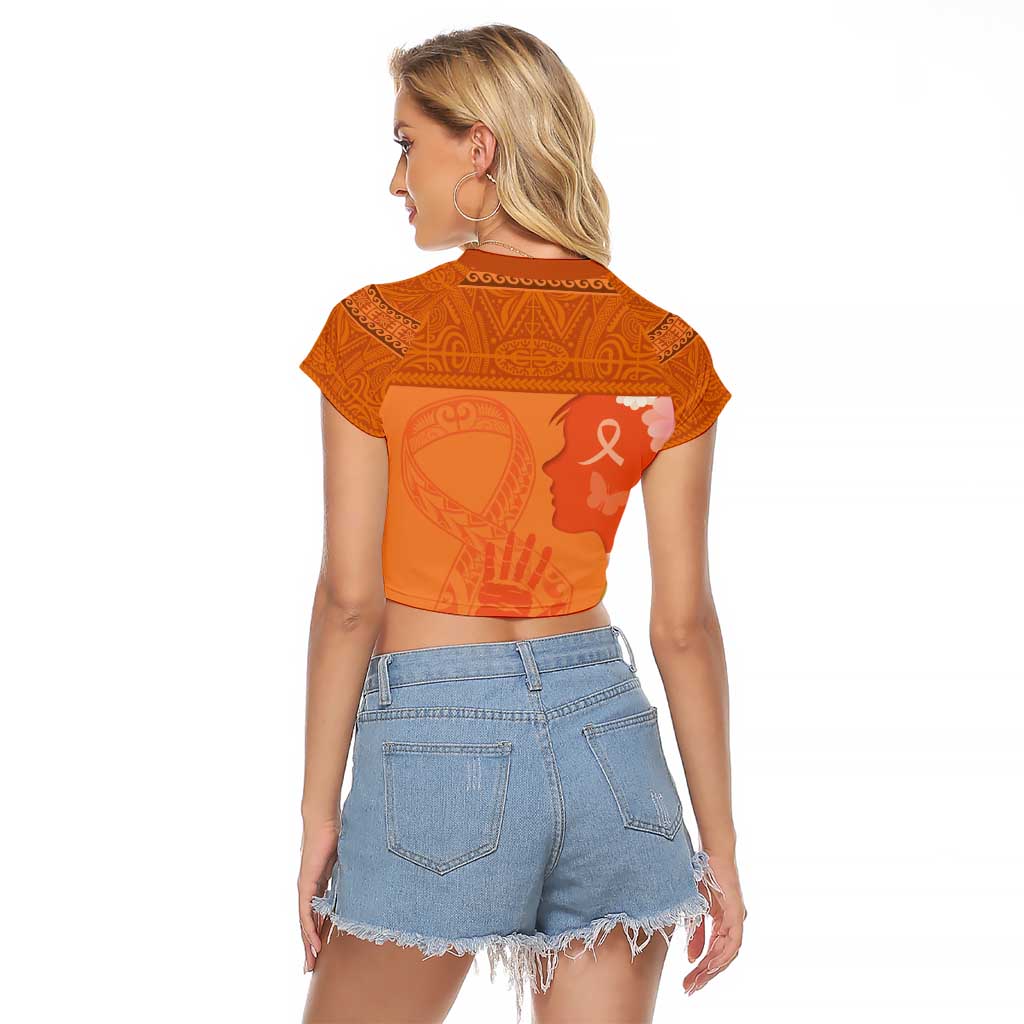 International Day for the Elimination of Violence Against Women Raglan Cropped T Shirt Polynesian Pattern
