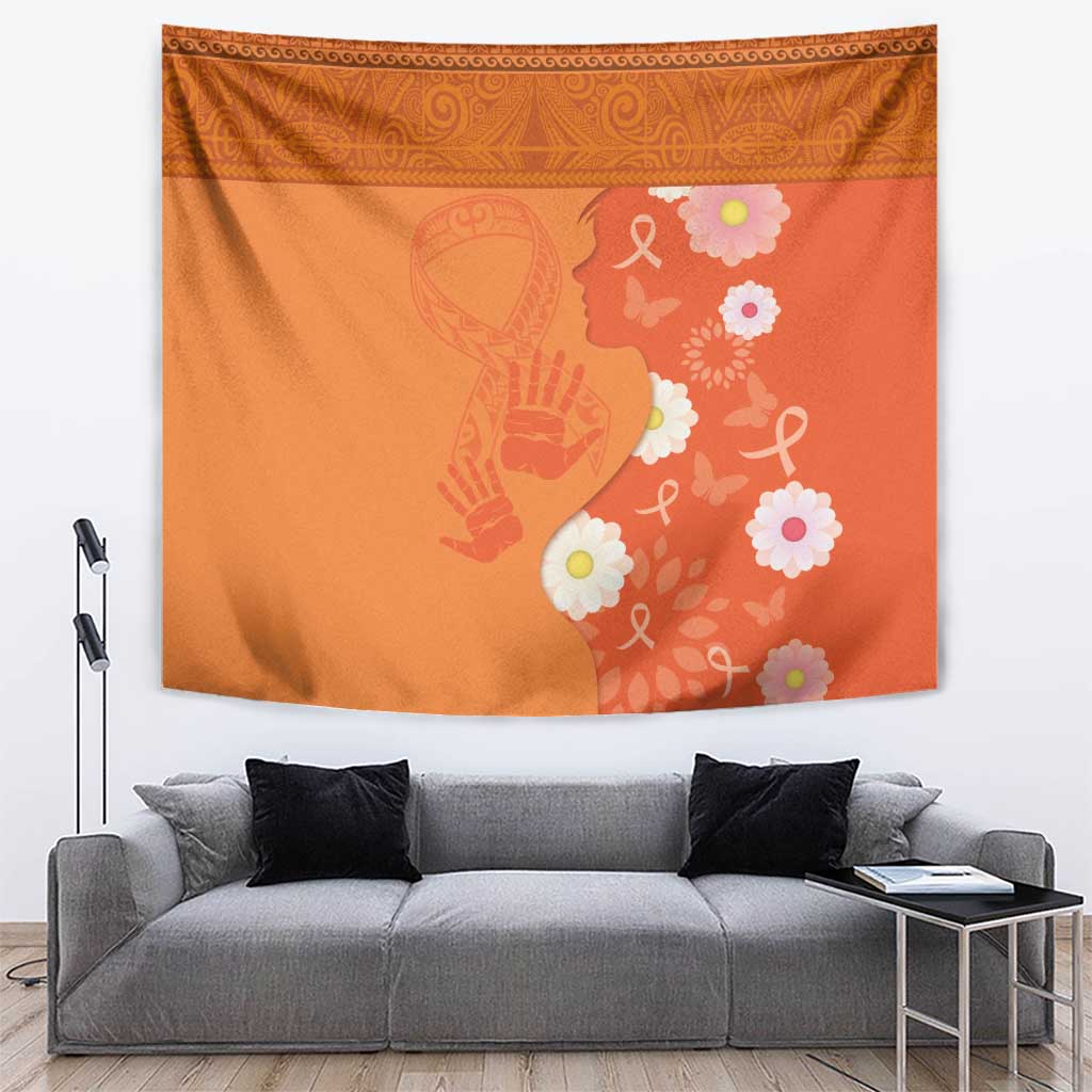 International Day for the Elimination of Violence Against Women Tapestry Polynesian Pattern LT03 Orange - Polynesian Pride