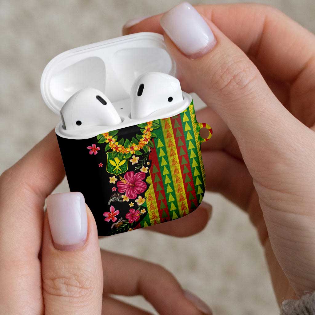 Hawaiian Independence Day AirPods Case Kanaka Maoli Symbols With Tapa Motifs and Tropical Plants - Polynesian Pride