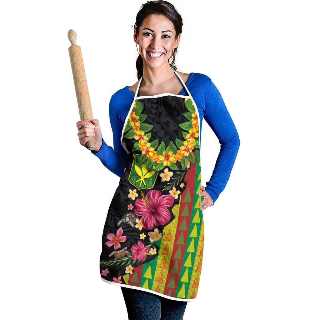 Hawaiian Independence Day Apron Kanaka Maoli Symbols With Tapa Motifs and Tropical Plants - Polynesian Pride