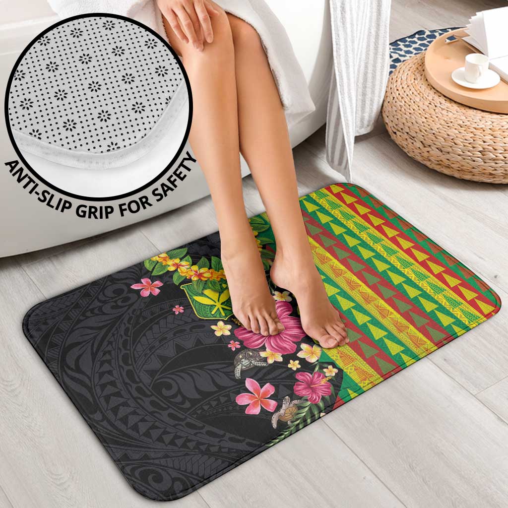 Hawaiian Independence Day Bathroom Set Kanaka Maoli Symbols With Tapa Motifs and Tropical Plants - Polynesian Pride