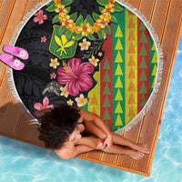 Hawaiian Independence Day Beach Blanket Kanaka Maoli Symbols With Tapa Motifs and Tropical Plants - Polynesian Pride