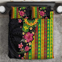 Hawaiian Independence Day Bedding Set Kanaka Maoli Symbols With Tapa Motifs and Tropical Plants - Polynesian Pride