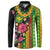 Hawaiian Independence Day Button Sweatshirt Kanaka Maoli Symbols With Tapa Motifs and Tropical Plants - Polynesian Pride